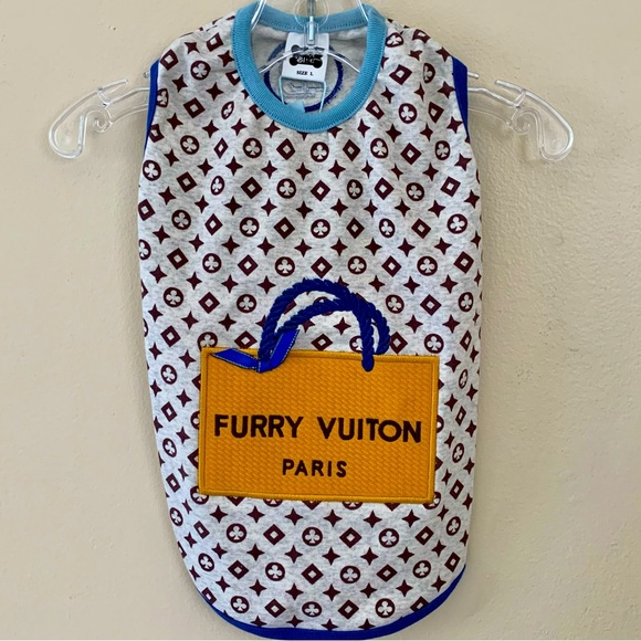 Luna Blue Couture Designer FURRY VUITON Dog Shirt Size Large - Picture 1 of 5